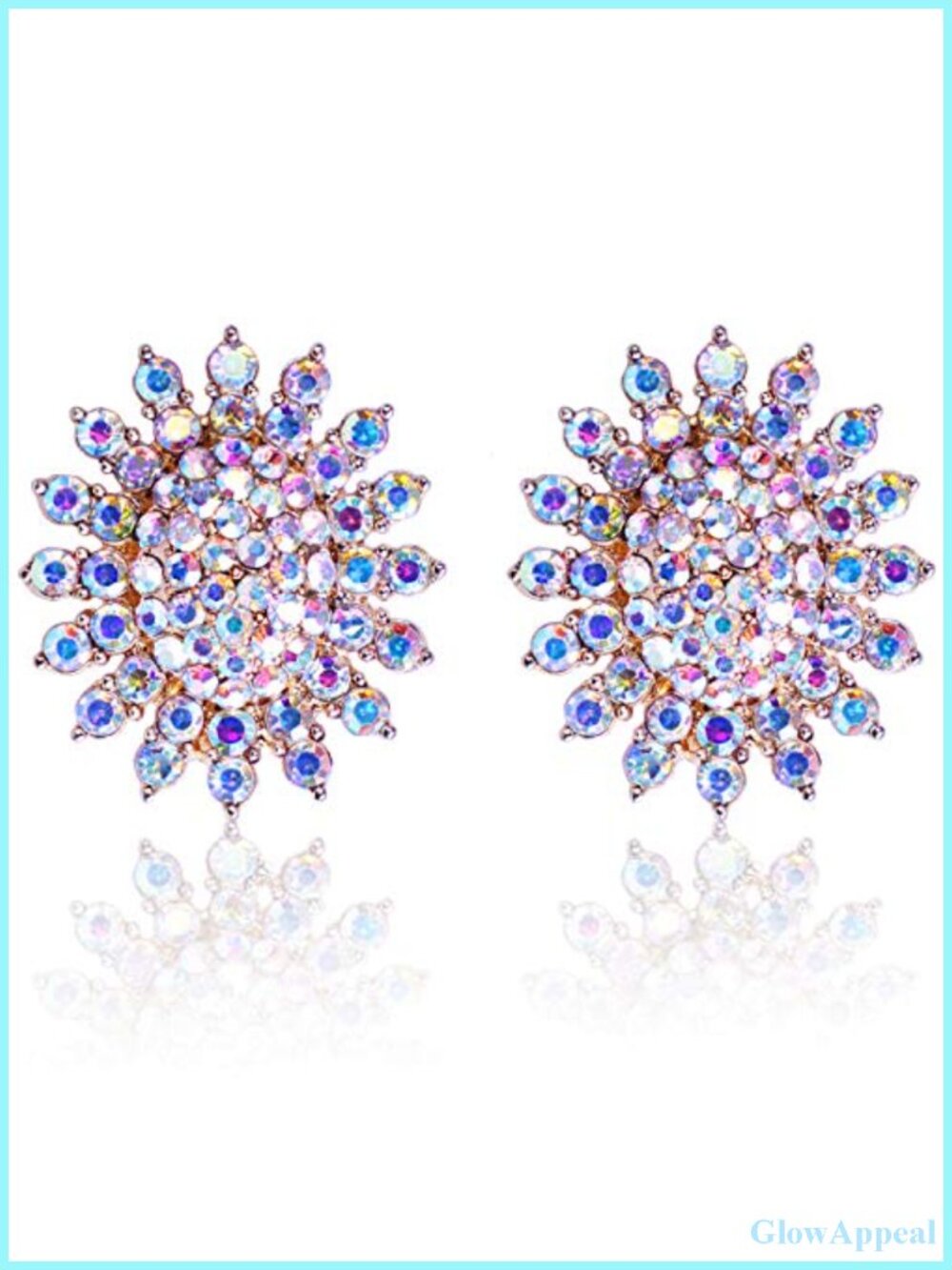Iridescent Crystal Clip On Earrings Women Sunflower Non Pierced Prom Jewelry